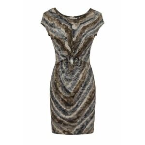 Women's Ruched Knot Front Sheath Dress Abstract Print Size S